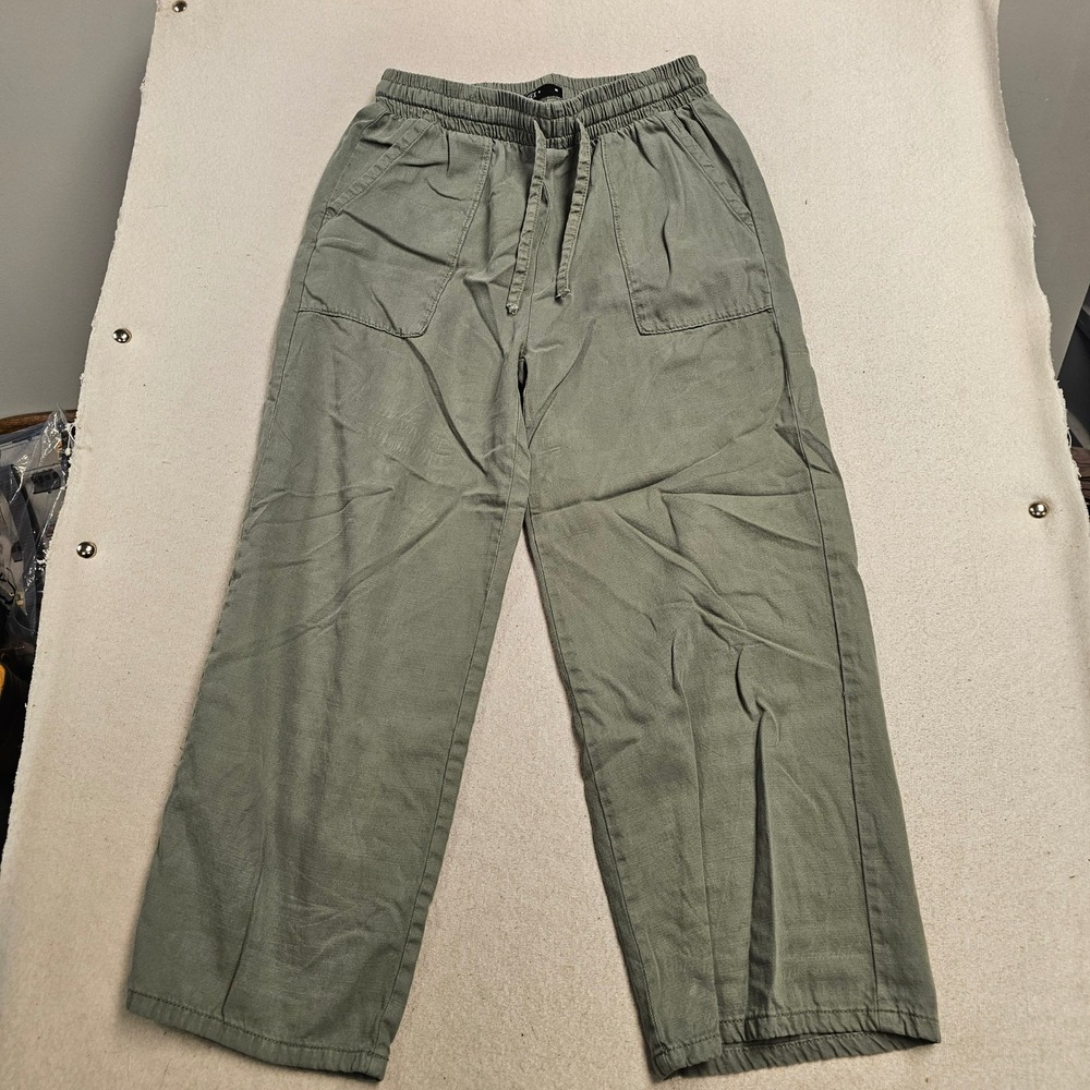 Tex Womens Sage Green Wide Leg Drawstring Waist Lyocell Cotton Pants Size M